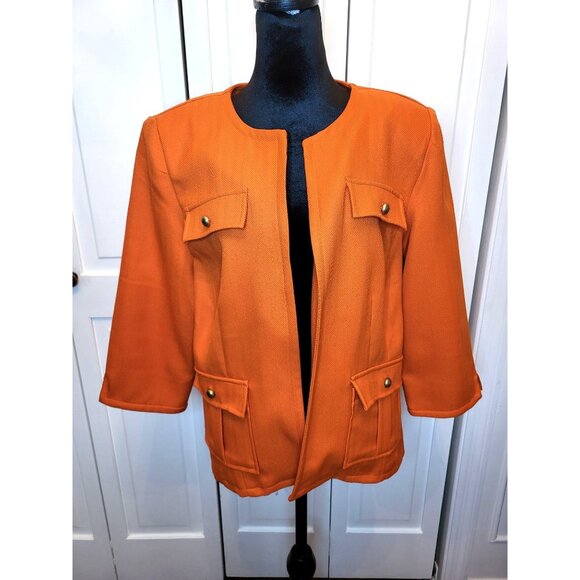 Pumpkin Orange Structured Jacket/Blazer R&K Originals 16P Lady Jacket Autumn - Picture 1 of 8